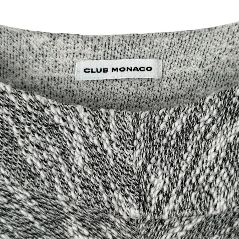 Club Monaco Gray Cotton Tweed Mixed Media Boxy Sweater Size Large - Picture 4 of 5